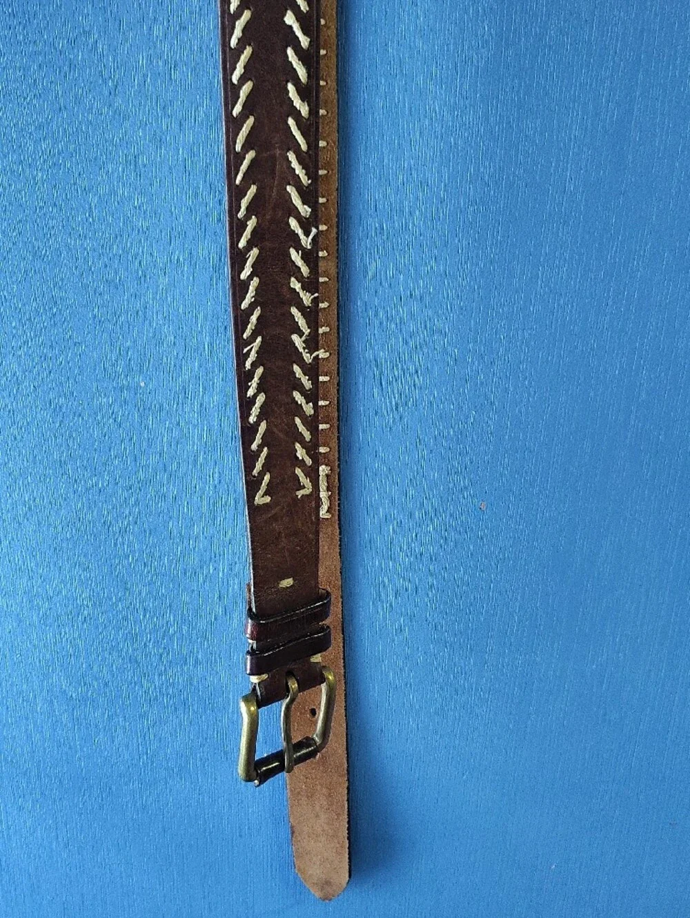 Brown Braided Leather Mens Belt with Brass Buckle